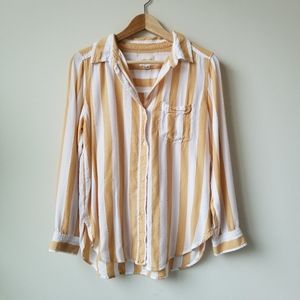 Orange and white linen striped shirt